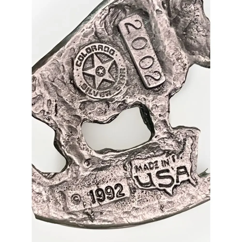 1992 Vintage Buffalo Pewter Belt Buckle Made in USA Colorado Silver Star